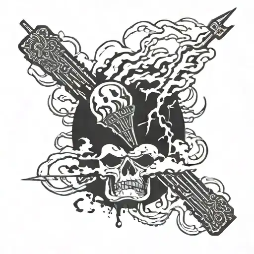 Combine Ny Drill Music And Lightning Strikes To Create A Dynamic And Electrifying Tattoo Design