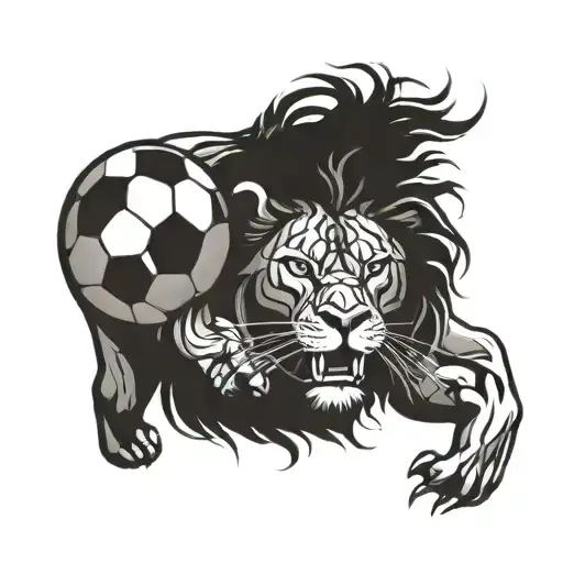 Ethiopian Lion With A Soccer Ball In Its Mouth