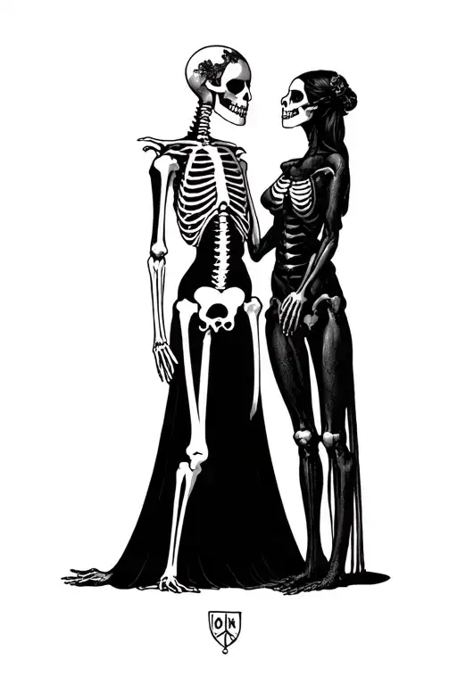 The Lovers Tarot Man And Woman Skeleton Gothic Style