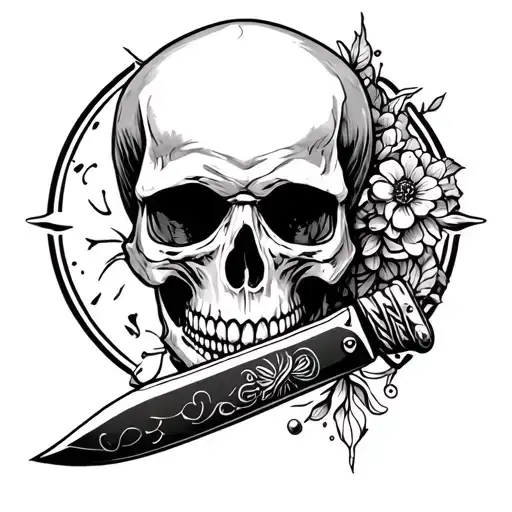 Skull Piercing A Knife