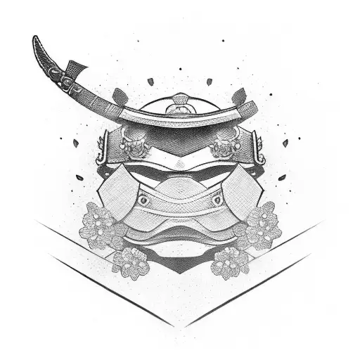 Samurai Helmet With Cherry Blossoms