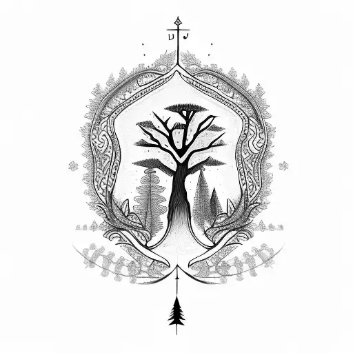 A Lebanese Cedar Tree With Arabic Writing