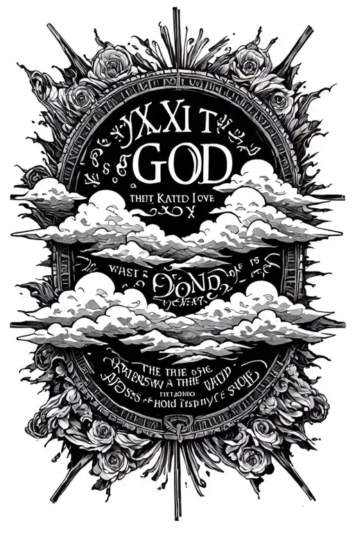 Bible Verse With God Behind It And Clouds And Roman Numerals