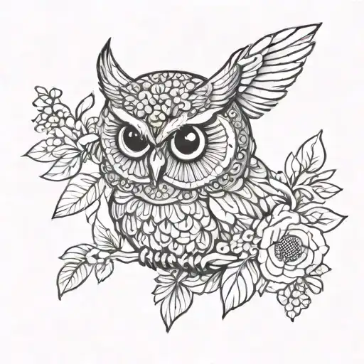 Owl With Flowers