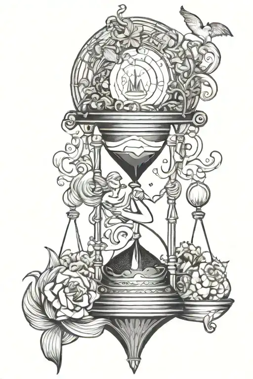 Hourglass And Mermaid On Top And Man On Bottom
