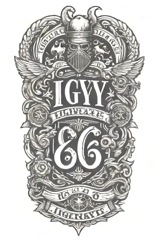 Integrate The Phrase 'Igy6' In A Bold Font Within A Military-themed Sleeve