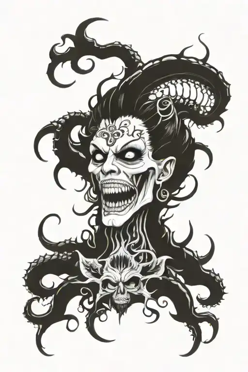 Monster Teeth Tentacles Disturbing Demon Faces Gothic Flower