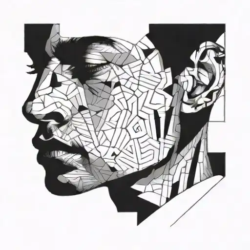 Minimalist Man's Face Where It Is Filled With Black With More Rounded Shapes And An Incomplete Face