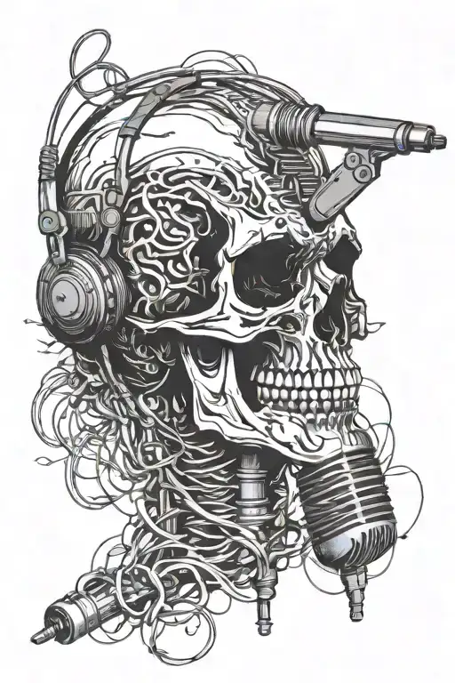 A Skull With A Microphone As Its Mouth And Music Waves Coming Out