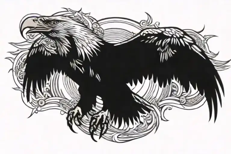 Eagle Flying Toward The Sun