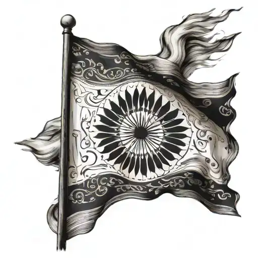 Indian Flag On Stage Slight Slant And Shady Black In Colour