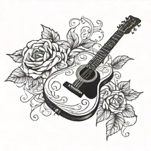 A Guitar Transforming Into A Rose Vine