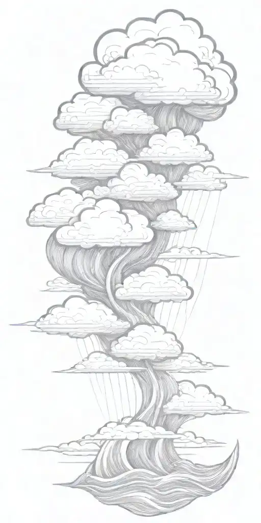 Lots Of Lightning Storm Clouds Raining Hard With Rough Waves Representing Uncertainty