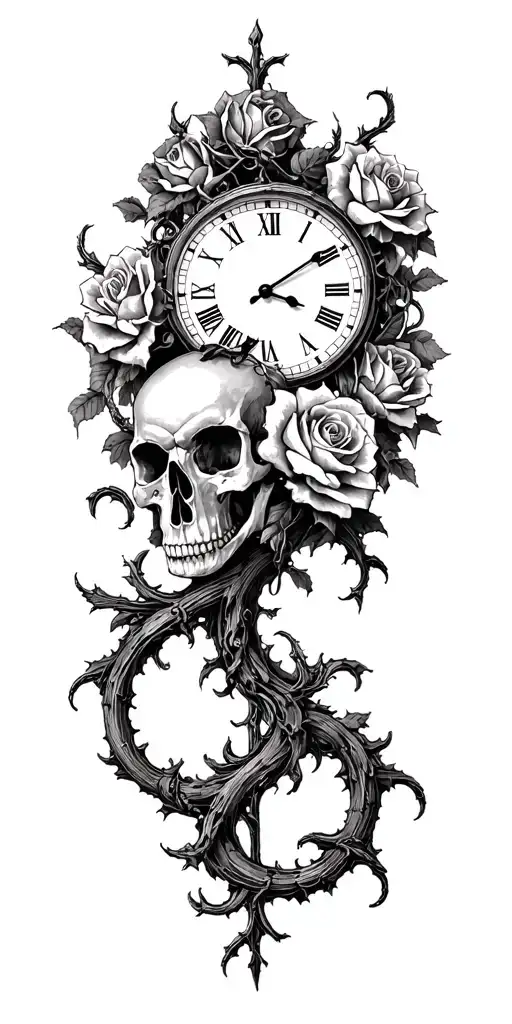 Thornes Vines Strangling Add Roses Skulls Clocks And Bridges