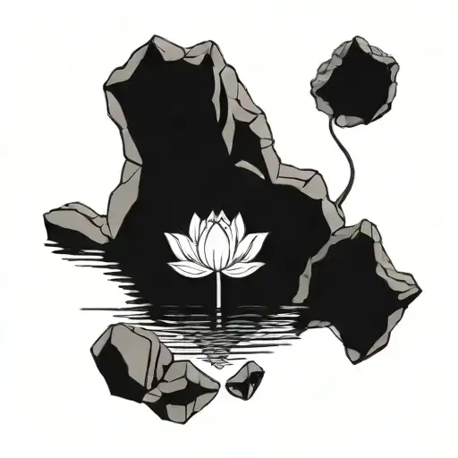 Lotus Flower And The Rock Eroded By The Water