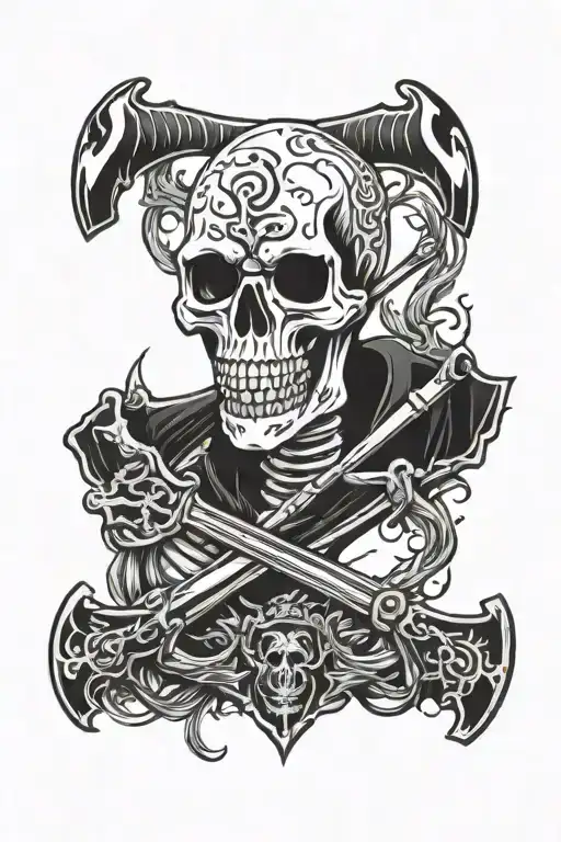 Skeleton With Axe Gothic Style