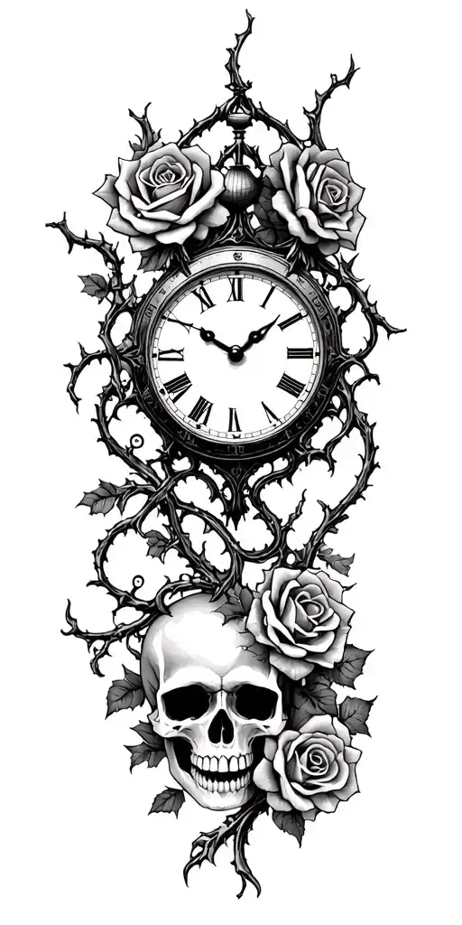 Thornes Vines Strangling Add Roses Fanged Skull Clocks And Bridges