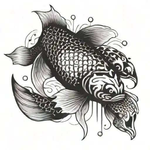 A Koi Fish With Binary Codes Written On Its Body