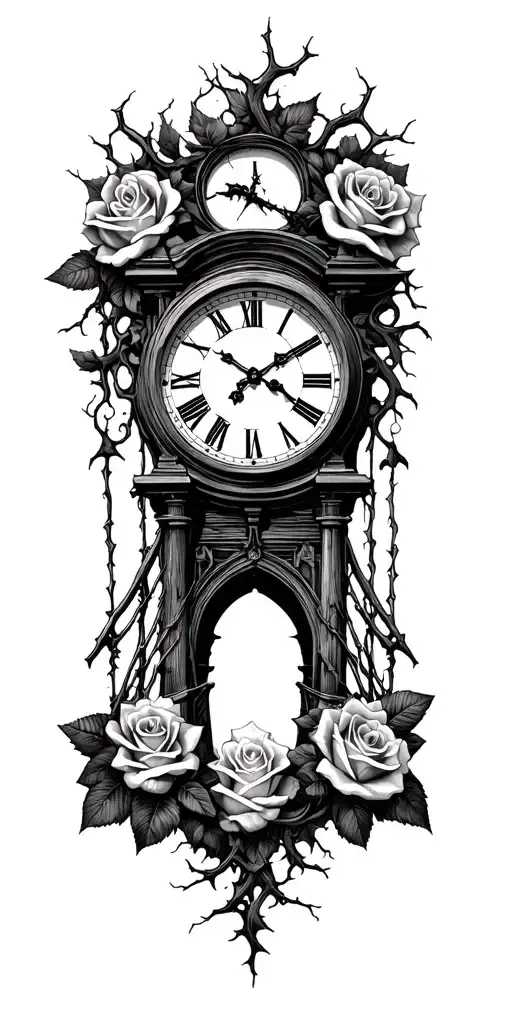 Thornes Vines Strangling Add Roses Clocks And Bridge Bridge Made Of Thornes