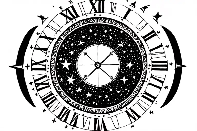Roman Numerals Starry Night