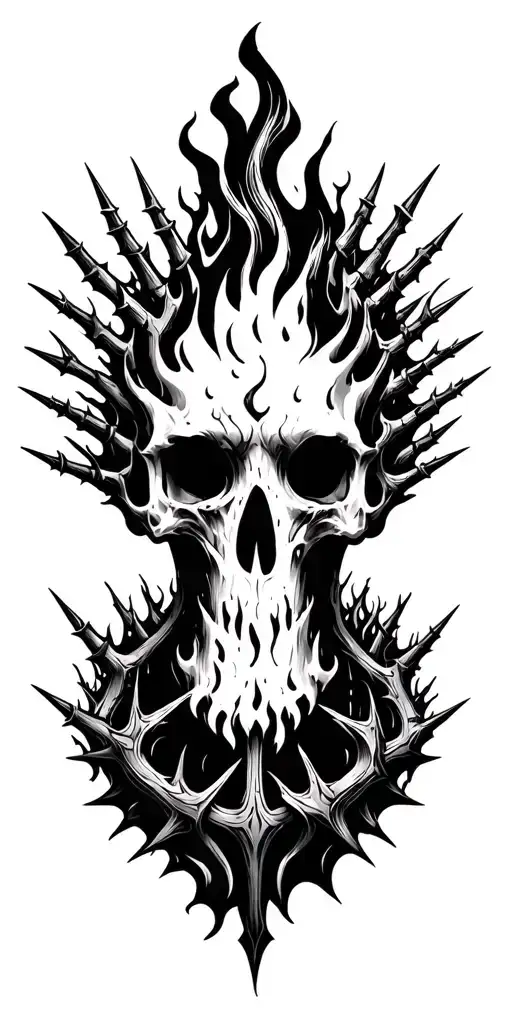 Full Sleave Made Of Thornes Very Sharp Pointy Thornes Strangling A Fire