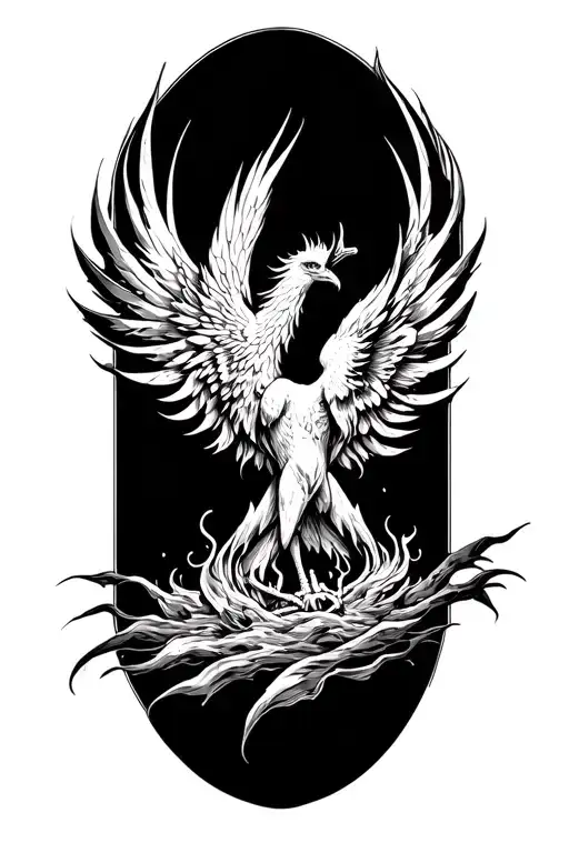 Phoenix Rising From Ashes Symbolizing Rebirth