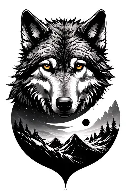 Sun And Moon Wolf Mountain