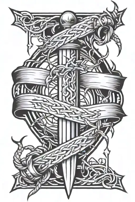 Dagger With Barbed Wire Wrapped Loosely