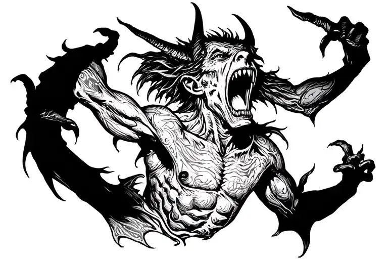 Demon Screaming With Arms Out