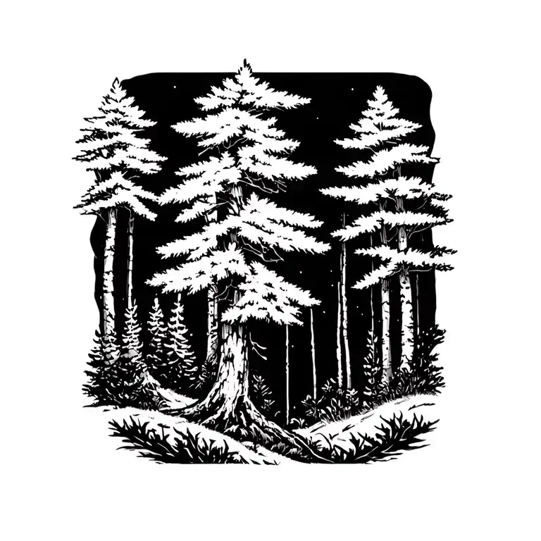Pine Forest Silhouette