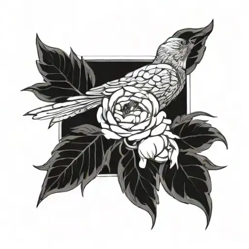 Peonies And Bird With Chinese Amulet