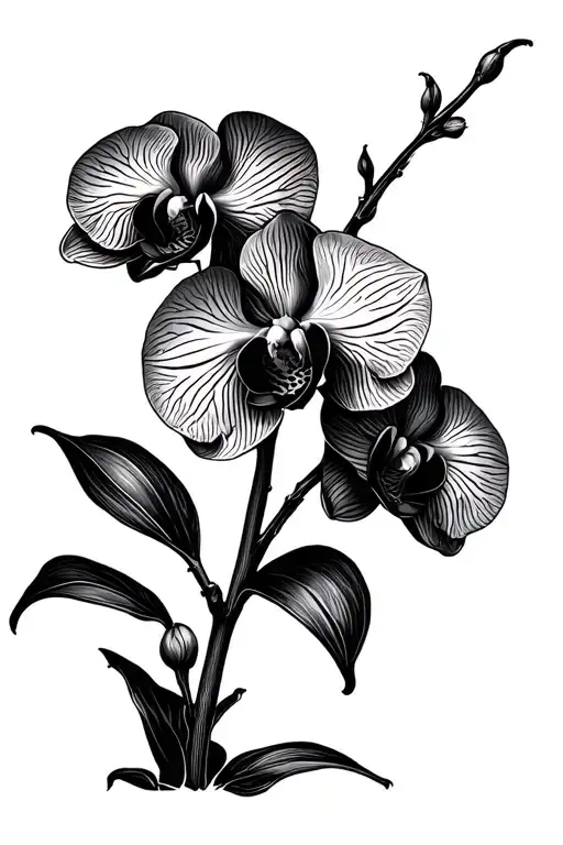Black Orchid Flower On Stem