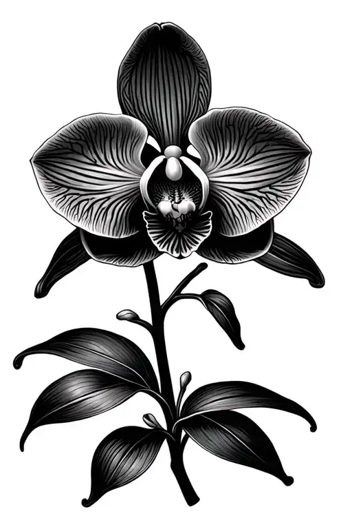 Black Orchid Flower On Stem No Leaves