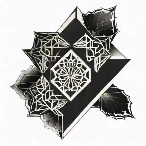 A Geometric Design Incorporating Religious Symbols Representing God And Family