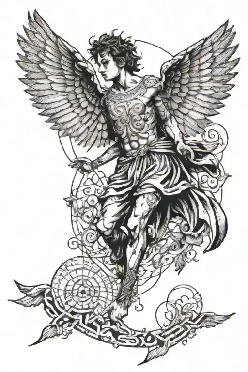 Icarus Flying Towards The Sun With A Labyrinth Beneath Him