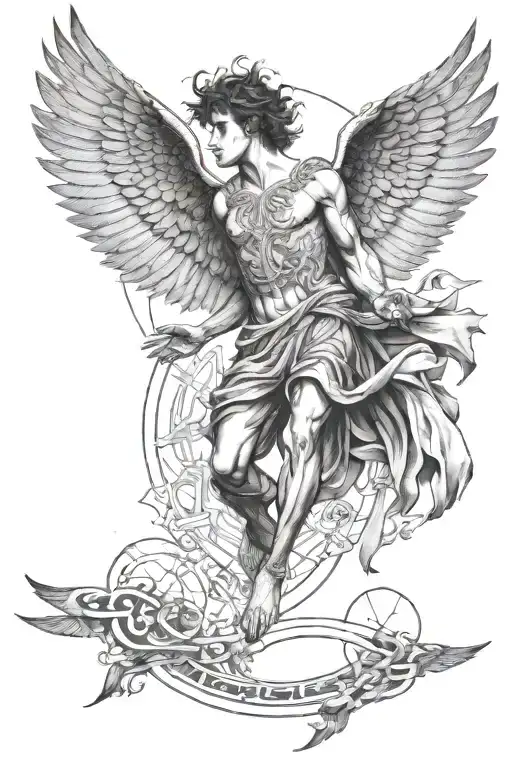 Icarus Falling From The Sun With A Labyrinth Beneath Him