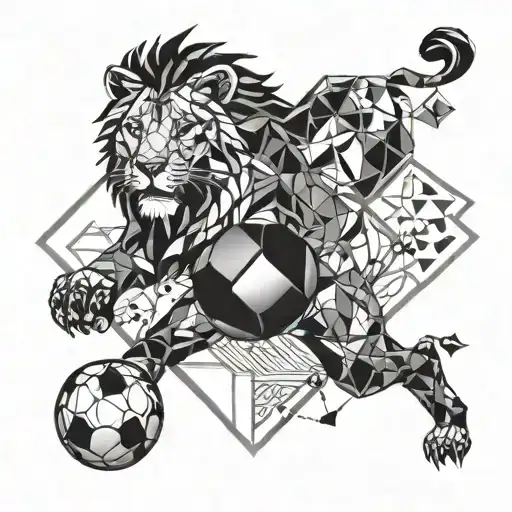 Abstract Geometric Design Incorporating Elements Of Football And A Lion