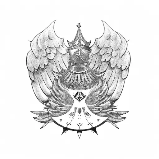 Eagle Wings With A King Crown Above