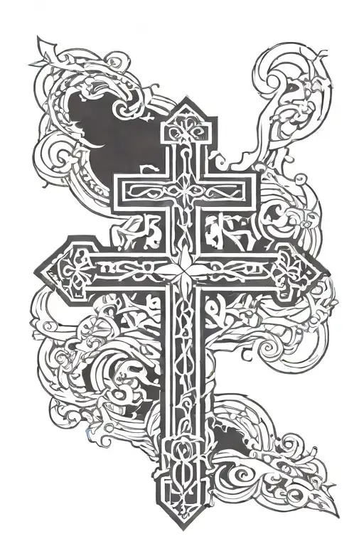 Christian Cross Black Bands Above And Below