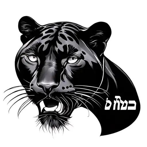 Panther With Hebrew Word Blessed