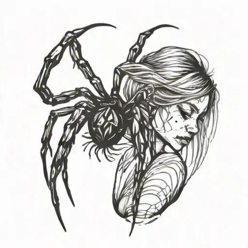 Girl In Love With A Spider Stamp Design