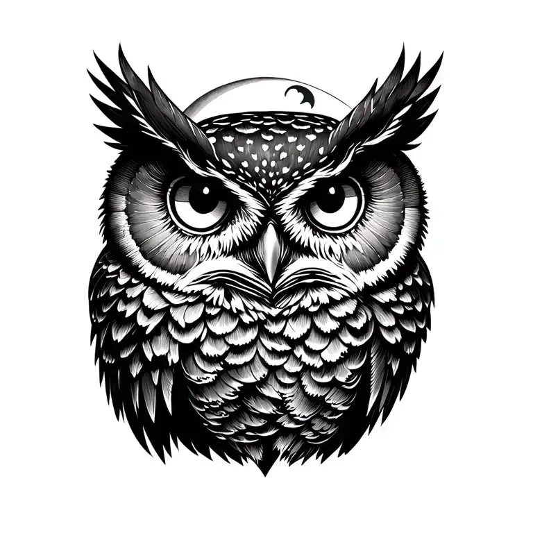 Owl And Moon