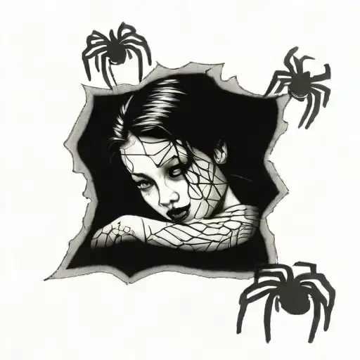 Girl In Love With A Spider Stamp Edges