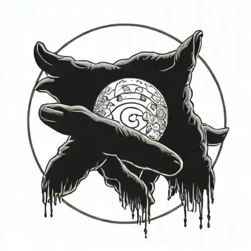 Praying Hands With Last Quarter Of The Moon Surrounded