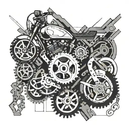 Combine Elements Of Motorcycle Gears And Chains With Abstract Geometric Shapes