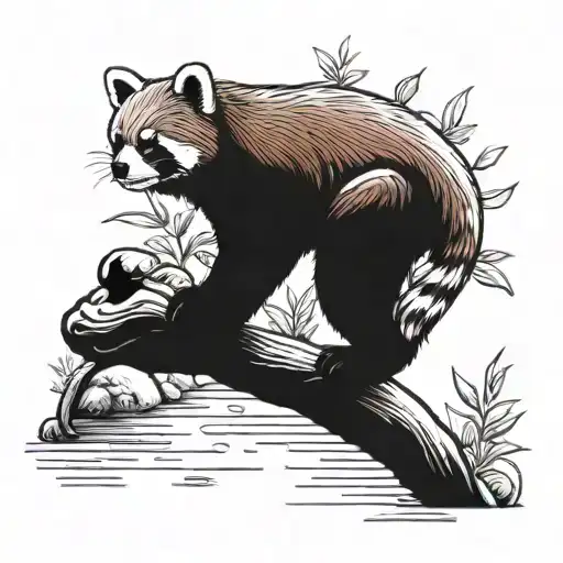 A Red Panda Fishing In A Serene Nature Setting