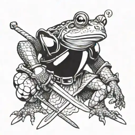 Humanoid Frog Wearing Suit Of Armor Holding A Sword
