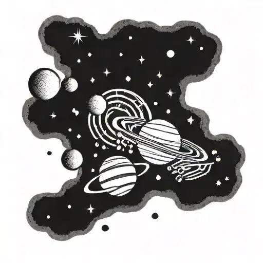 Galaxy Filled With Musical Notes And Planets