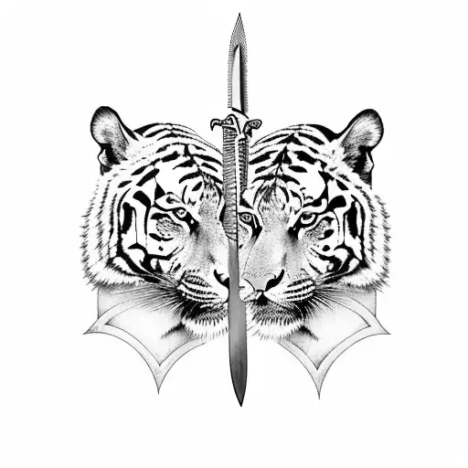 A Tiger And A Pharaoh Engaged In A Sword Fight