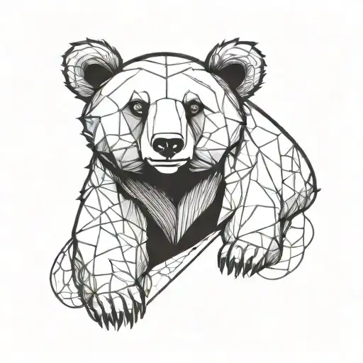 Outlined Bear With Heart And Shading